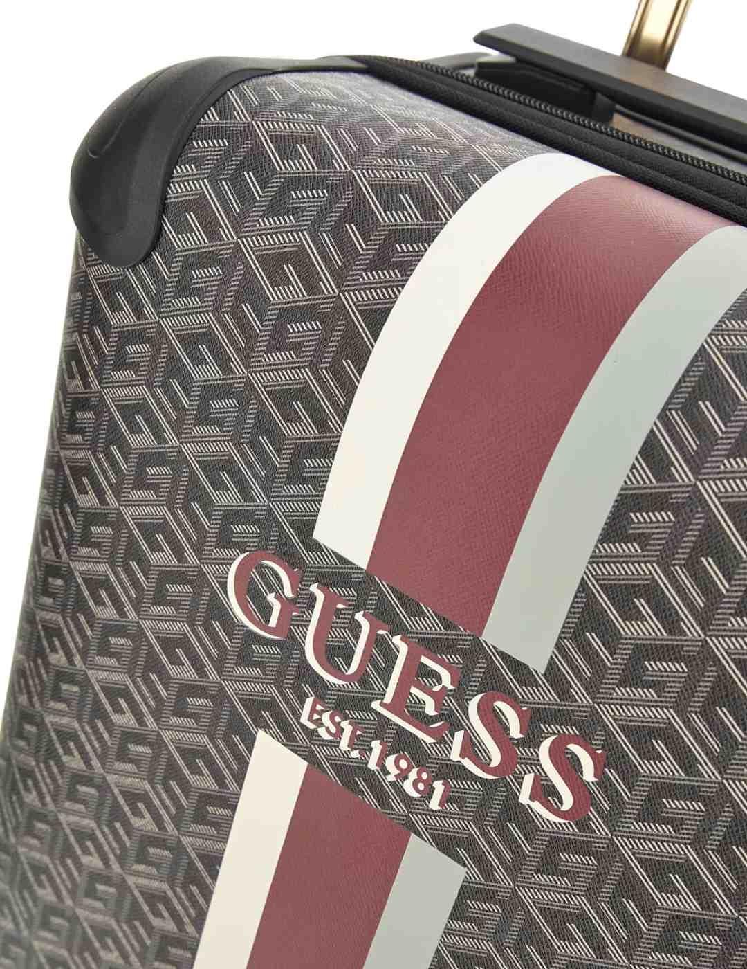 Maleta Guess Wilder mediana logo marrón de cabina para mujer