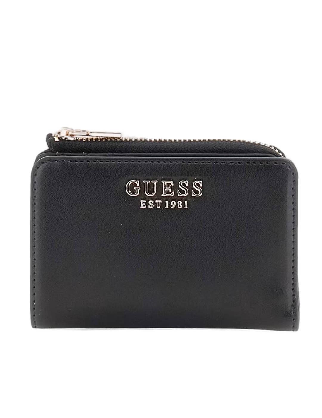 Monedero Guess Laurel negro pequeño para mujer