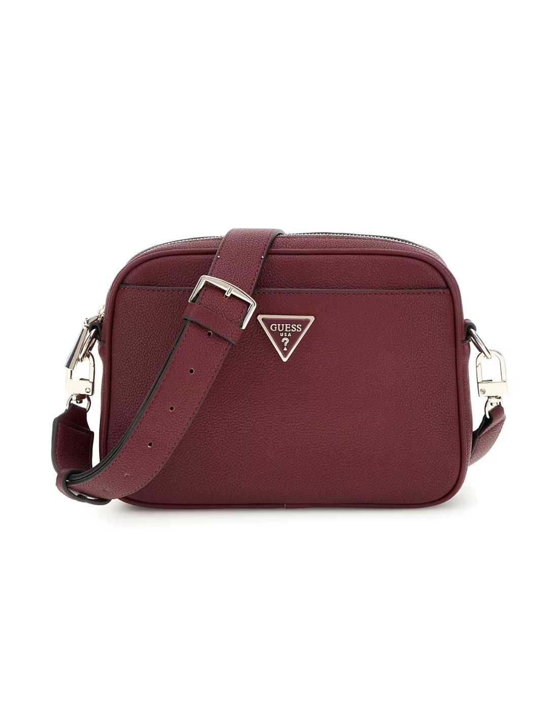 Bolso bandolera Guess Meridian Camera burdeos para mujer