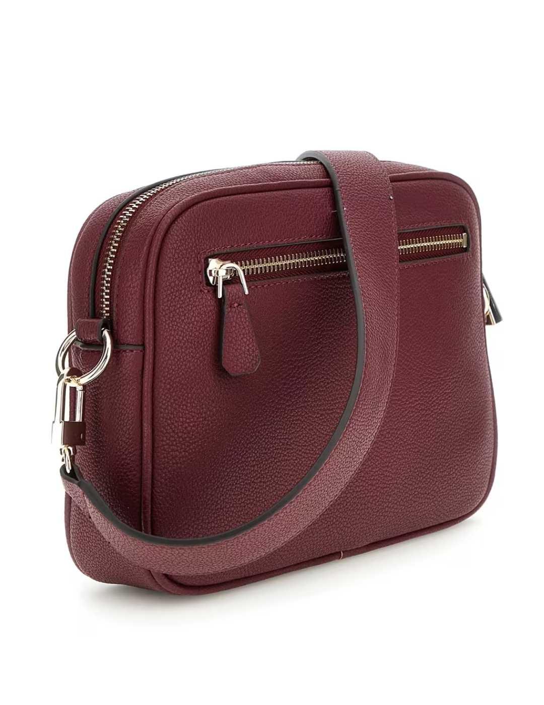 Bolso bandolera Guess Meridian Camera burdeos para mujer