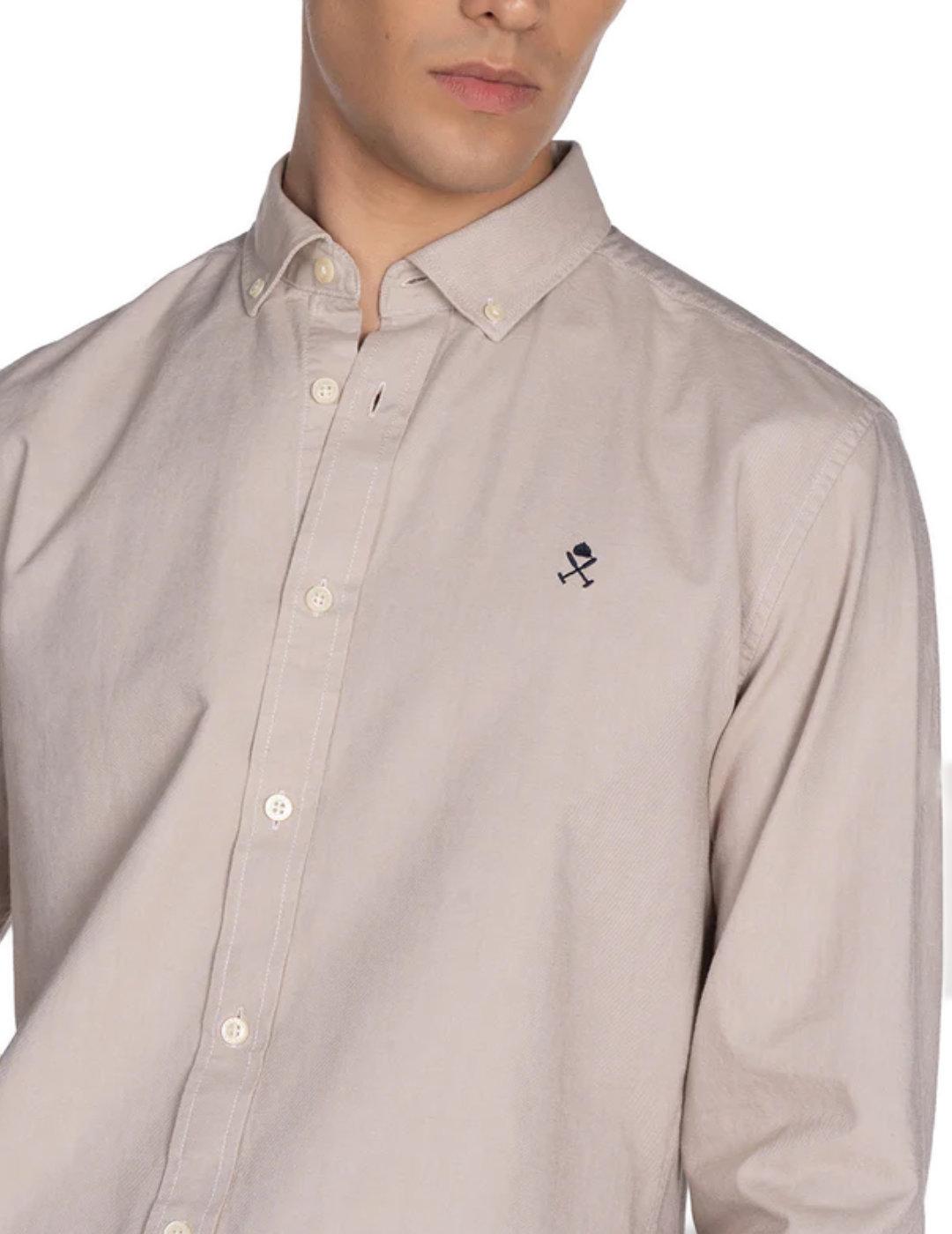 Camisa Harper & Neyer Oxford beige regular fit para hombre