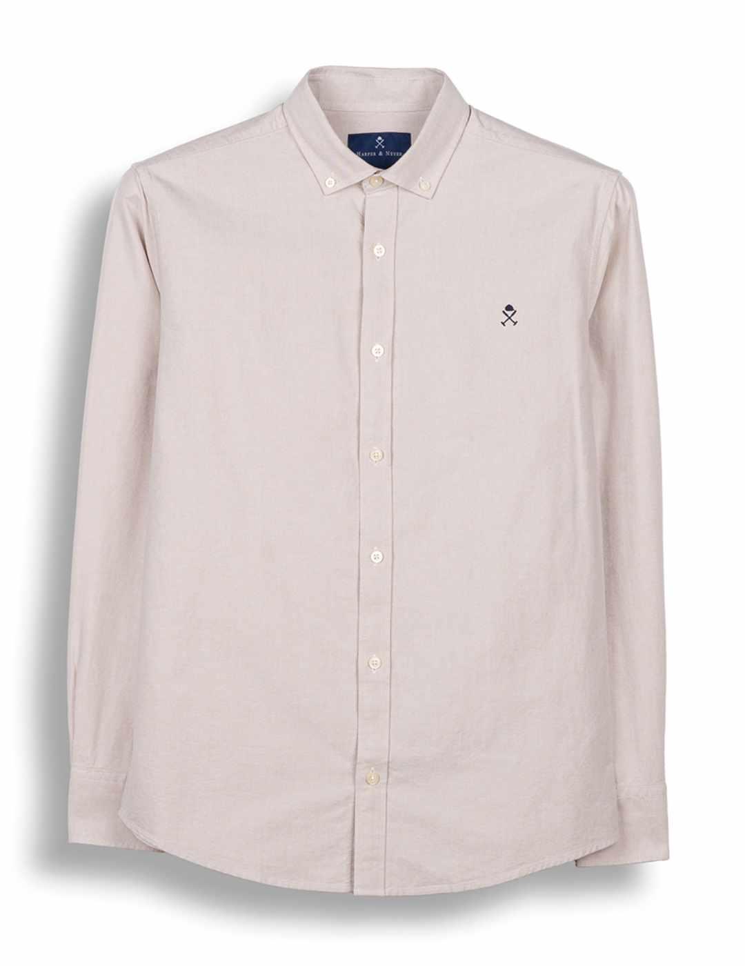 Camisa Harper & Neyer Oxford beige regular fit para hombre