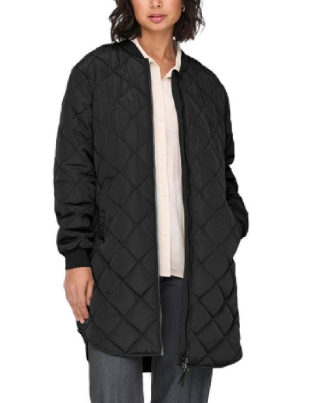 Parka Only Jessica negro guateado sin capucha para mujer