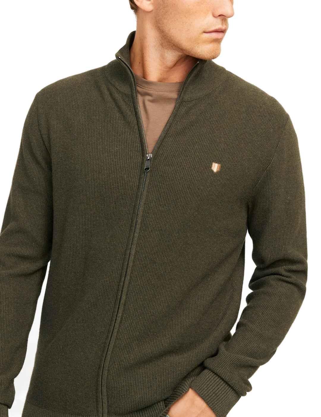 Cárdigan Jack&Jones Rony verde militar de punto para hombre