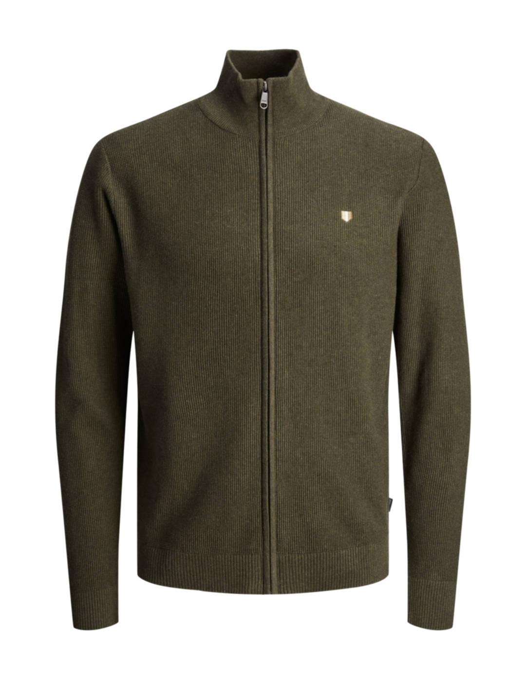 Cárdigan Jack&Jones Rony verde militar de punto para hombre