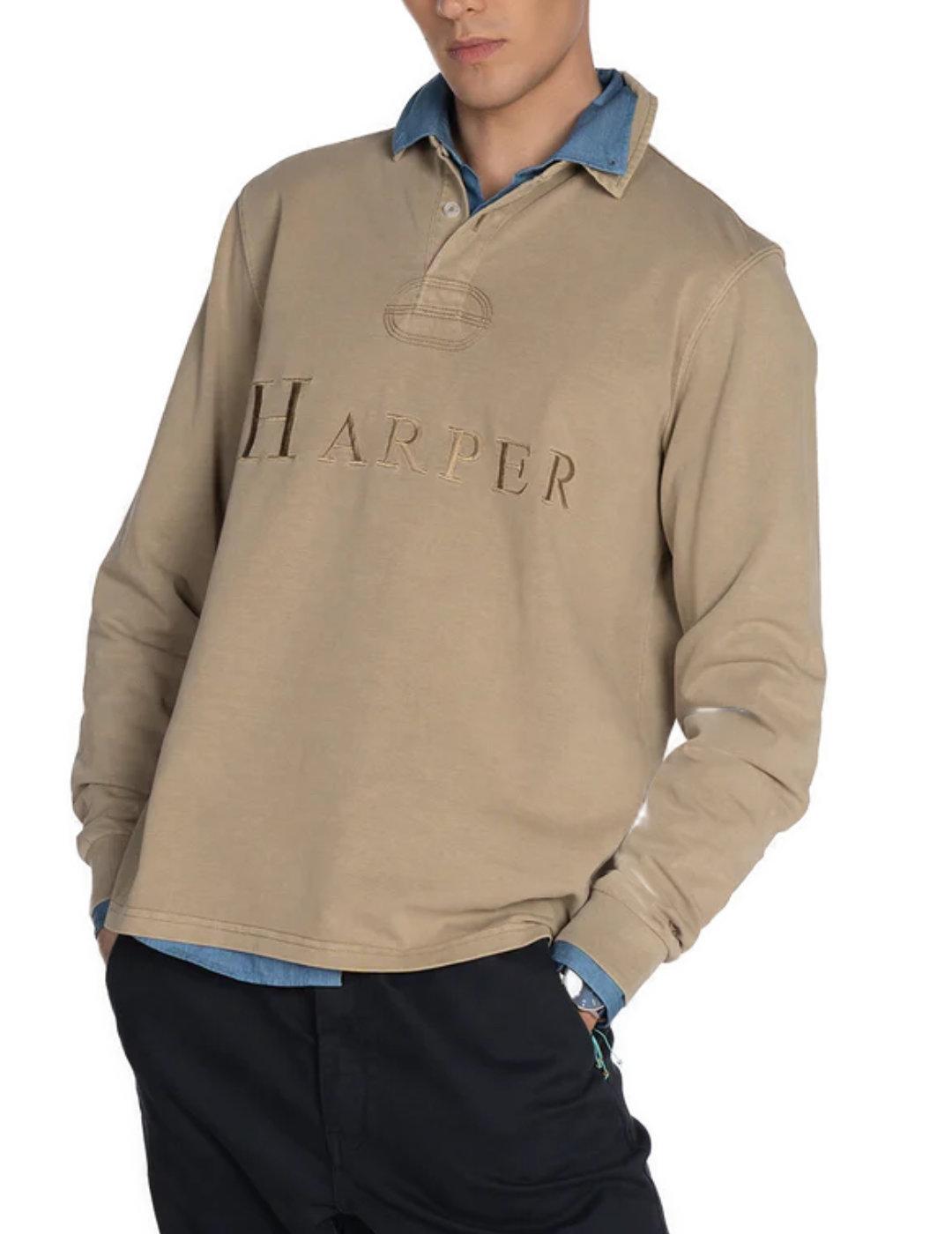 Polo Harper&Neyer Baltimore khaki  manga larga para hombre