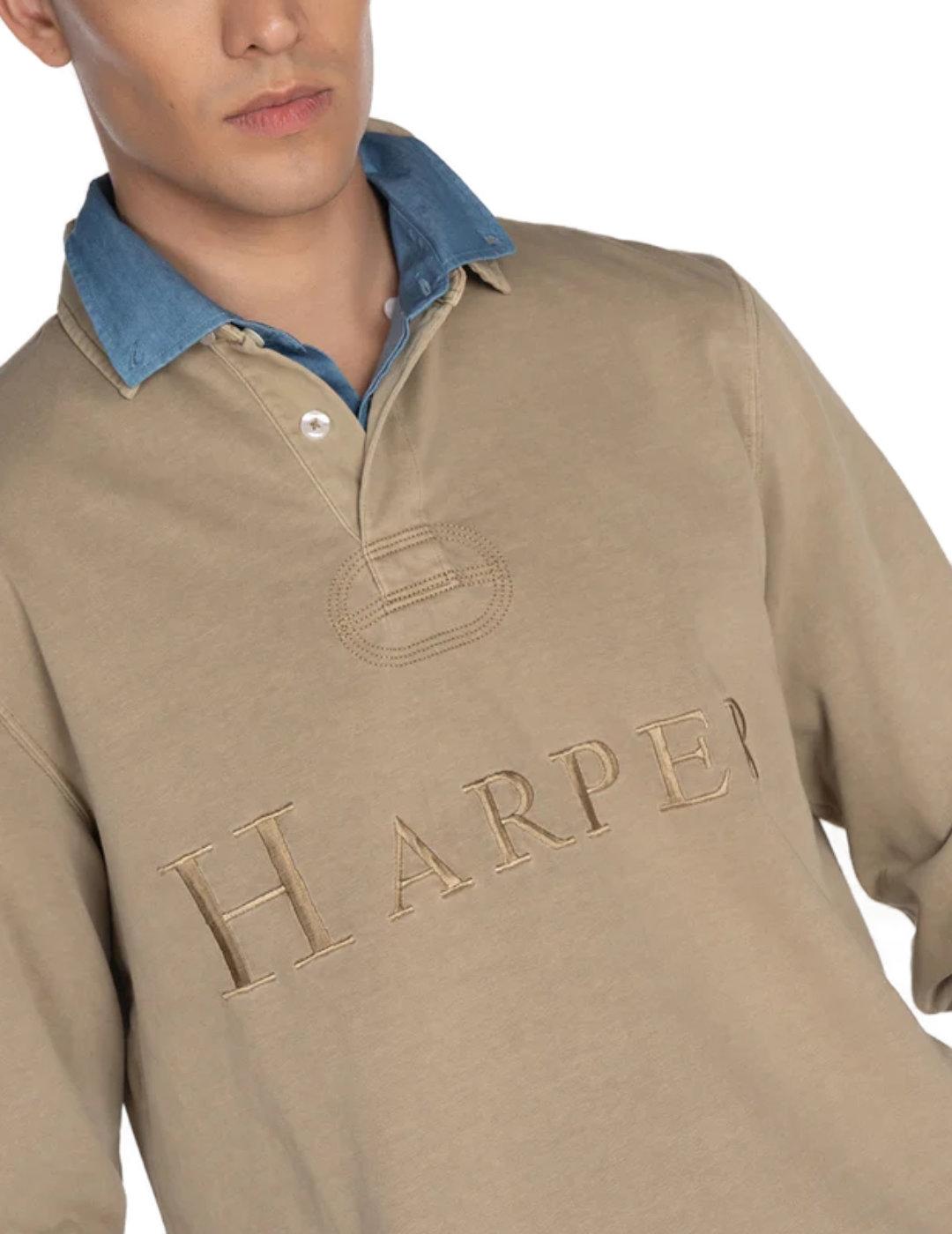 Polo Harper&Neyer Baltimore khaki  manga larga para hombre