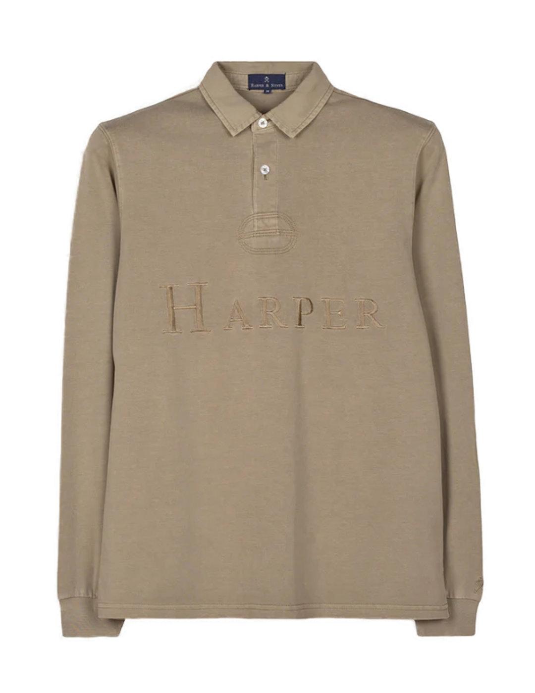 Polo Harper&Neyer Baltimore khaki  manga larga para hombre