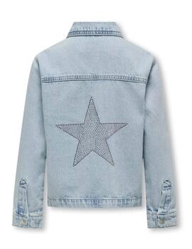 Chaqueta Only Kids Carly denim azul claro estrellas de niña