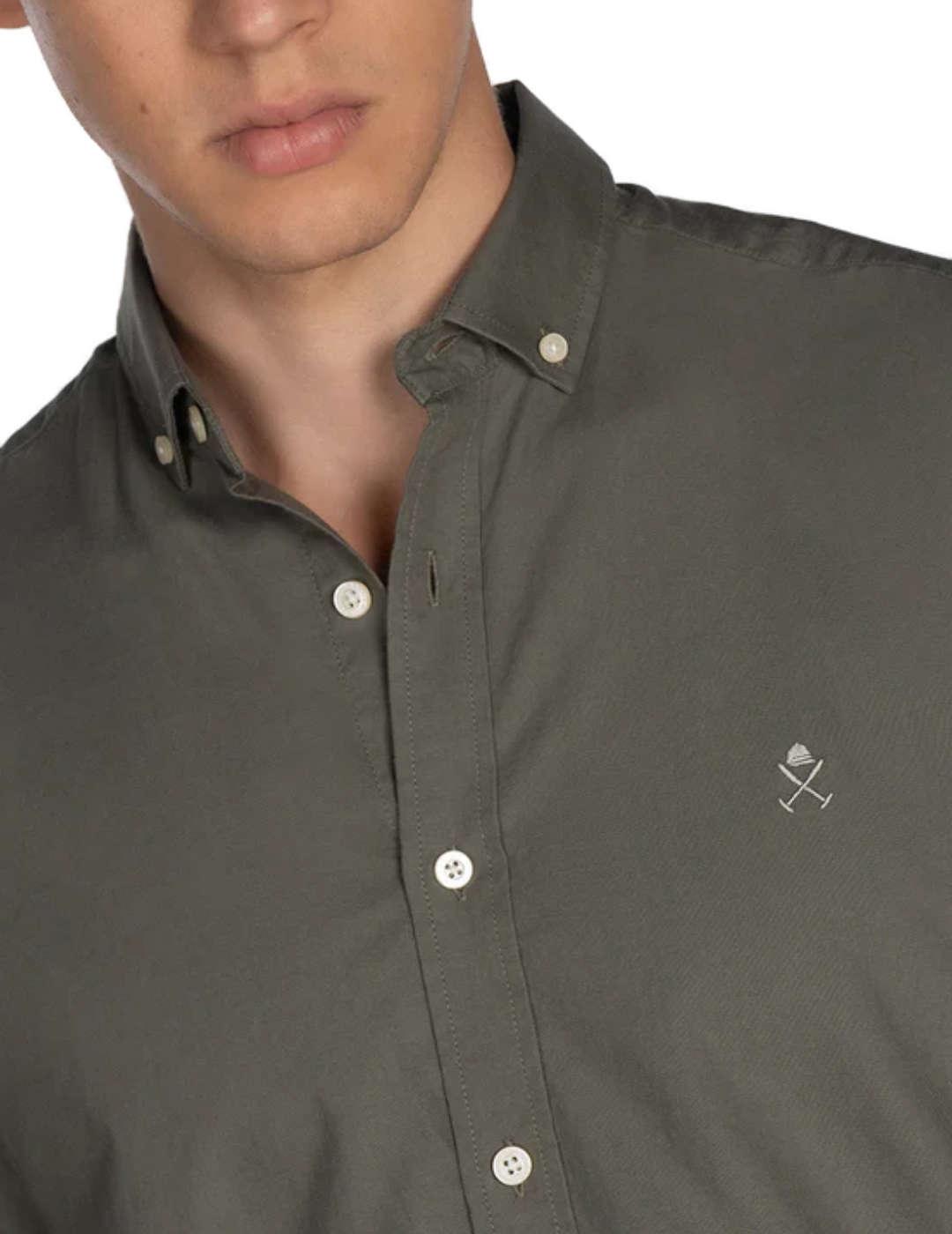 Camisa Harper Oxford verde militar regular fit  para hombre