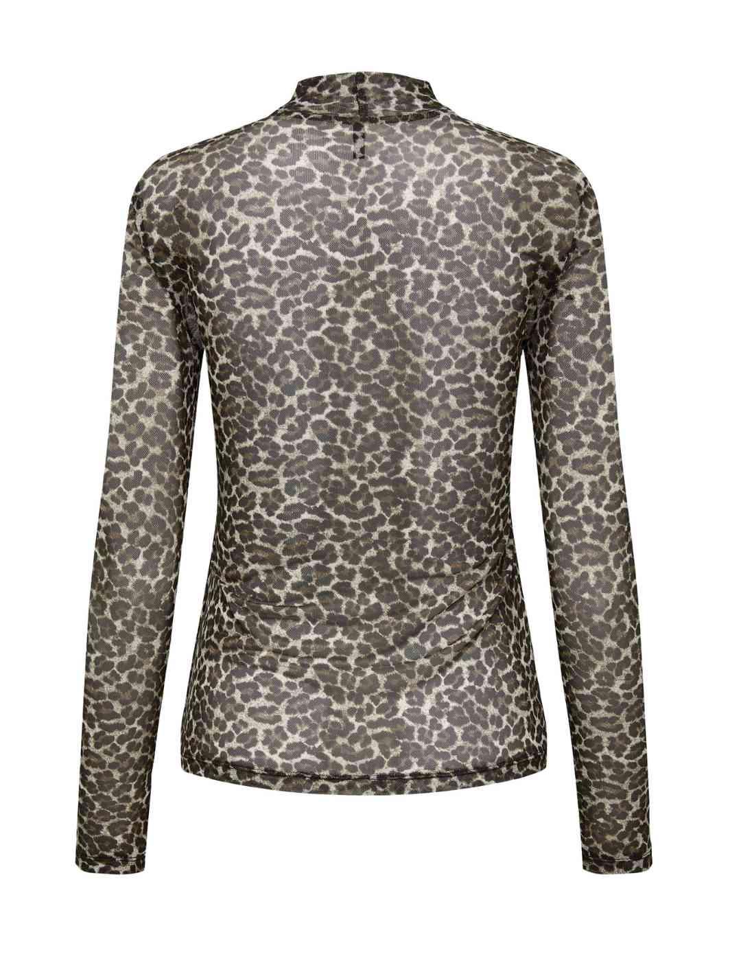 Camiseta Only Erica leopardo tul manga larga para mujer