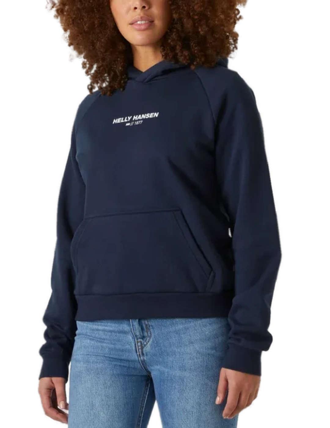 Sudadera Helly Hansen Cooton azul marino capucha para mujer