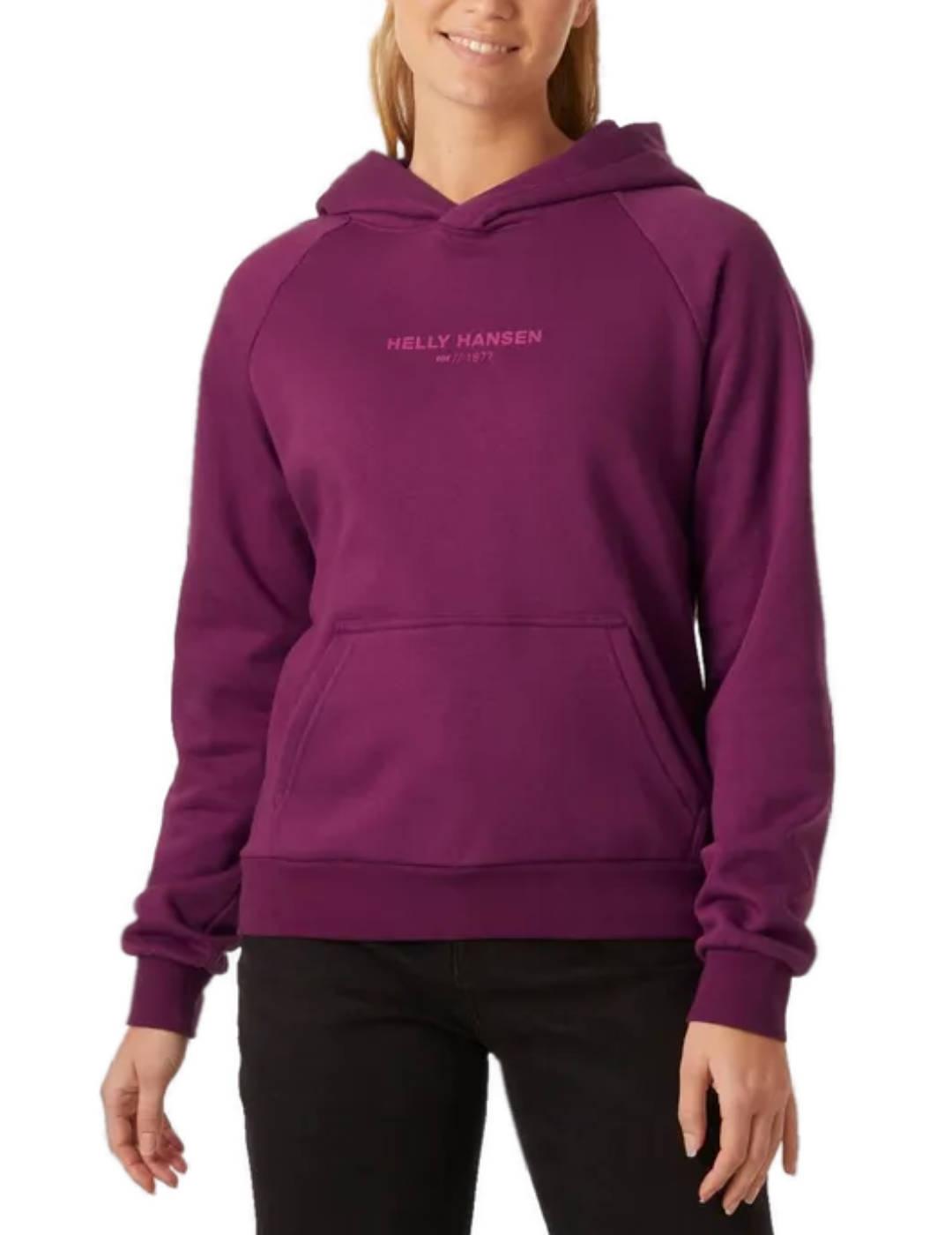 Sudadera Helly Hansen Cooton morado con capucha para mujer