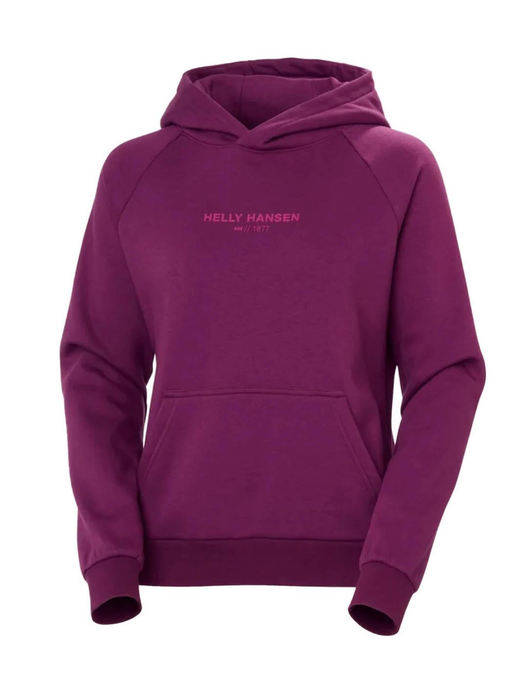 Sudadera Helly Hansen Cooton morado con capucha para mujer