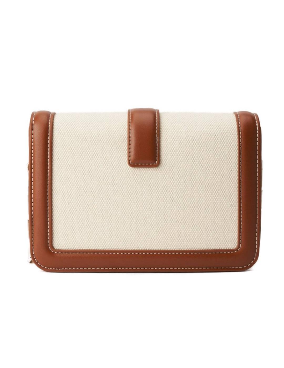 Bolso Salsa beige y camel bandolera con solapa para mujer