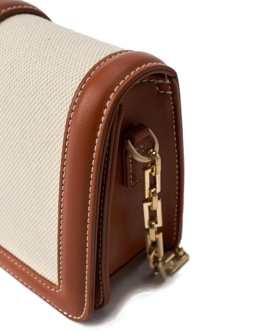 Bolso Salsa beige y camel bandolera con solapa para mujer