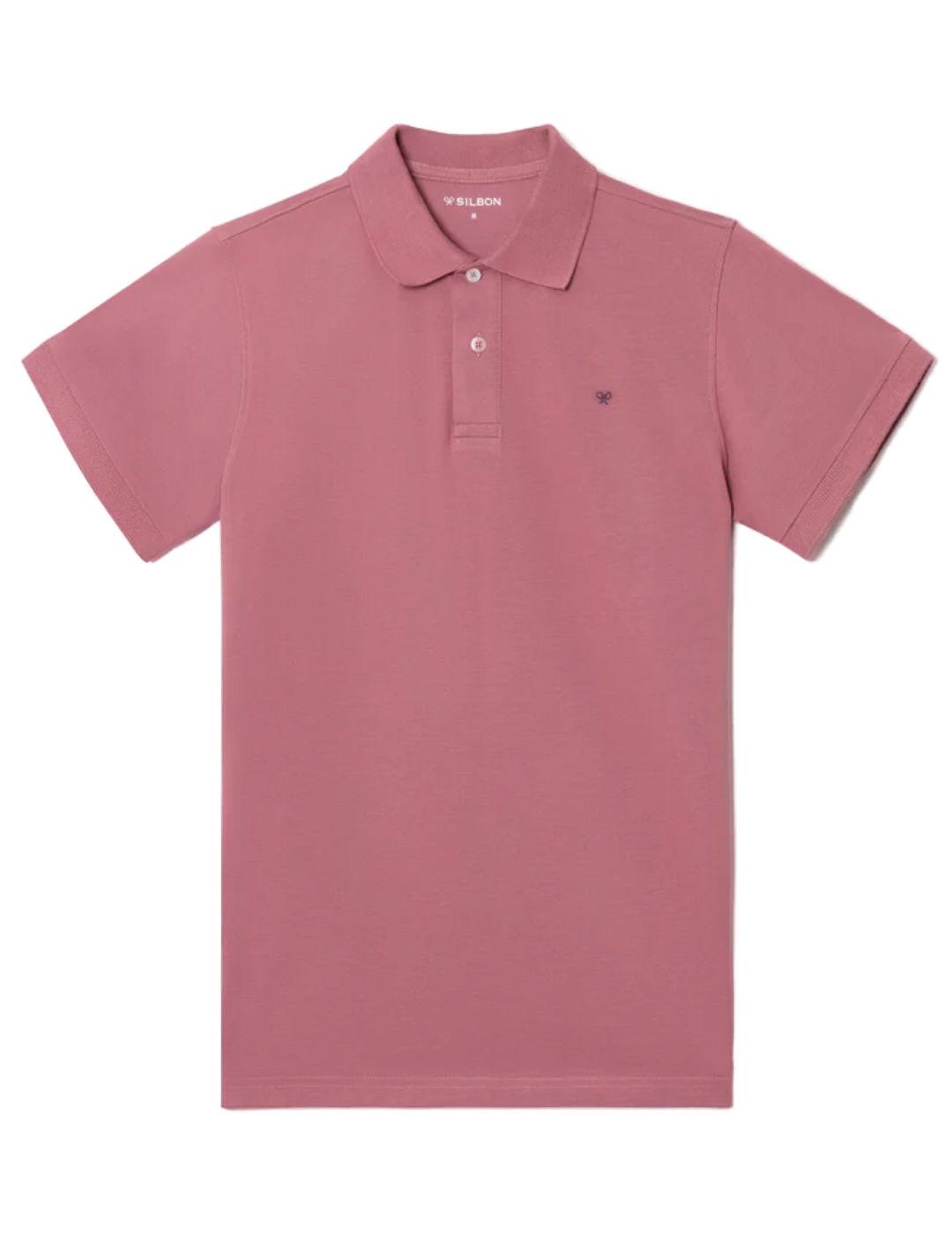 Polo Silbon clasico liso burdeos manga corta para hombre