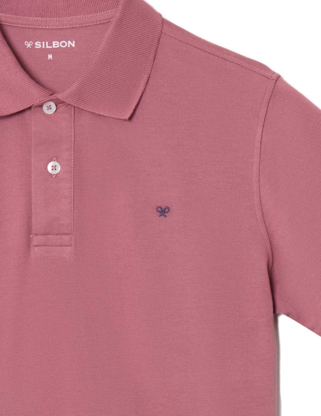 Polo Silbon clasico liso burdeos manga corta para hombre