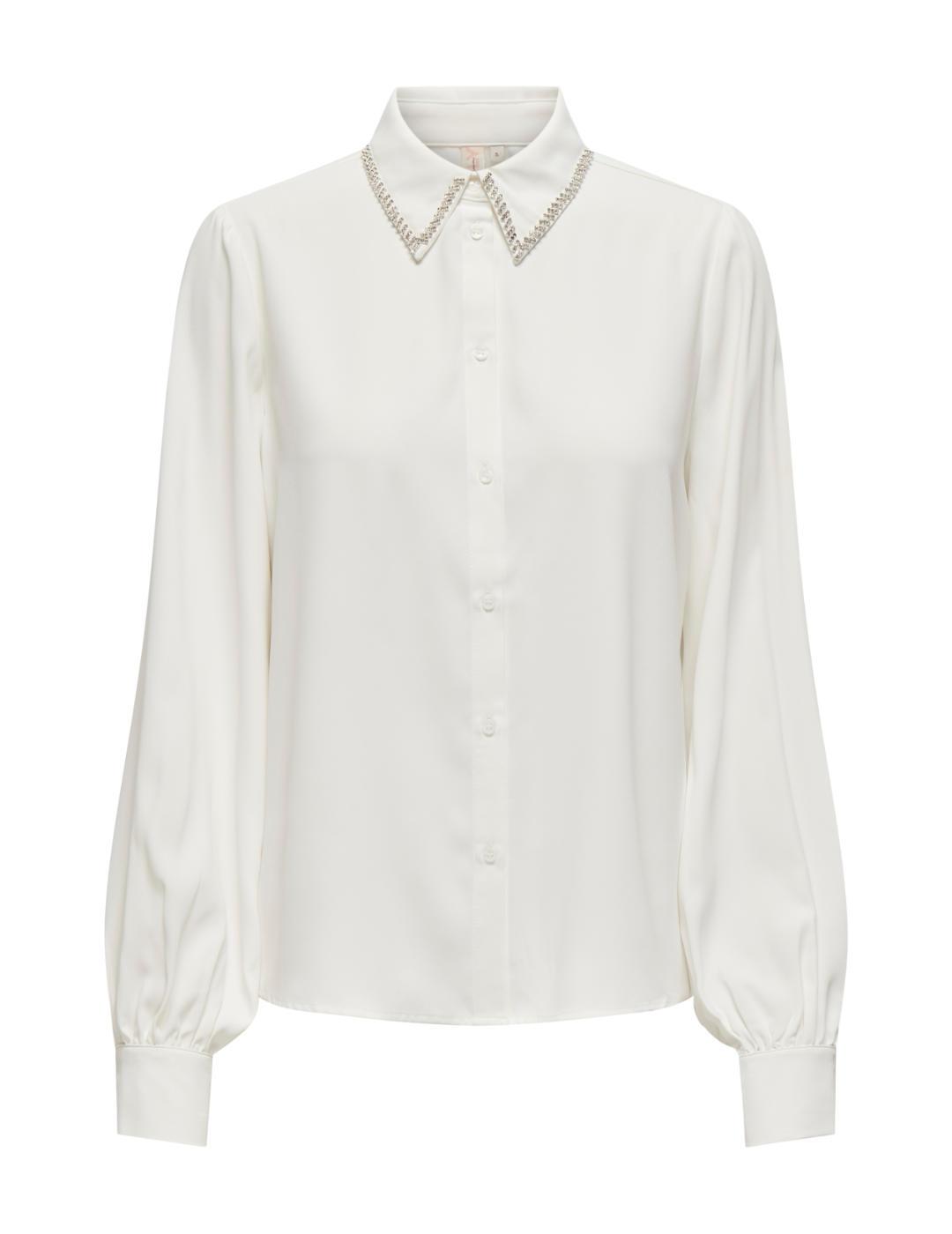 Camisa Only Vinea blanca detalle cuello bordado para mujer