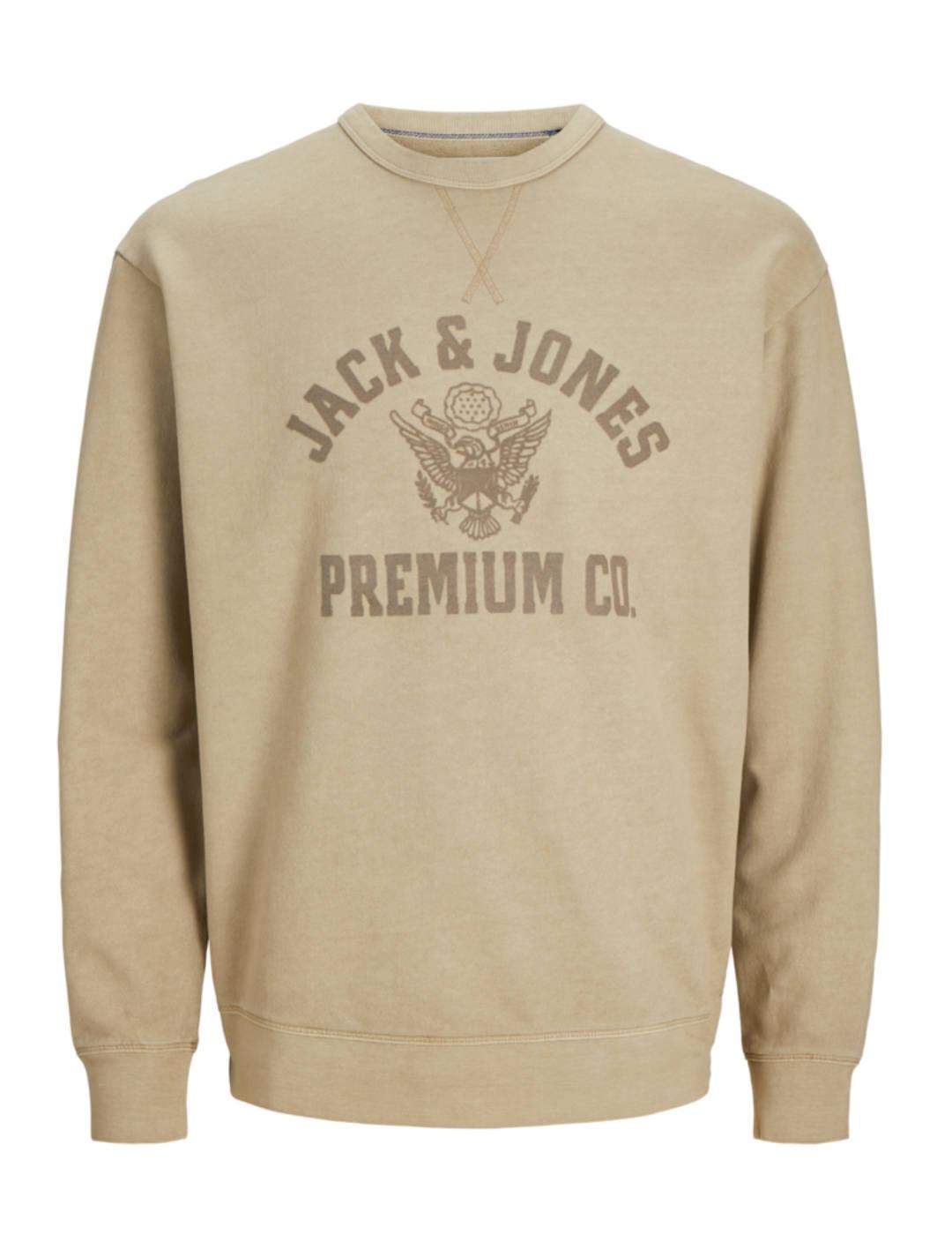 Sudadera Jack&Jones Dylan beige sin capucha para hombre