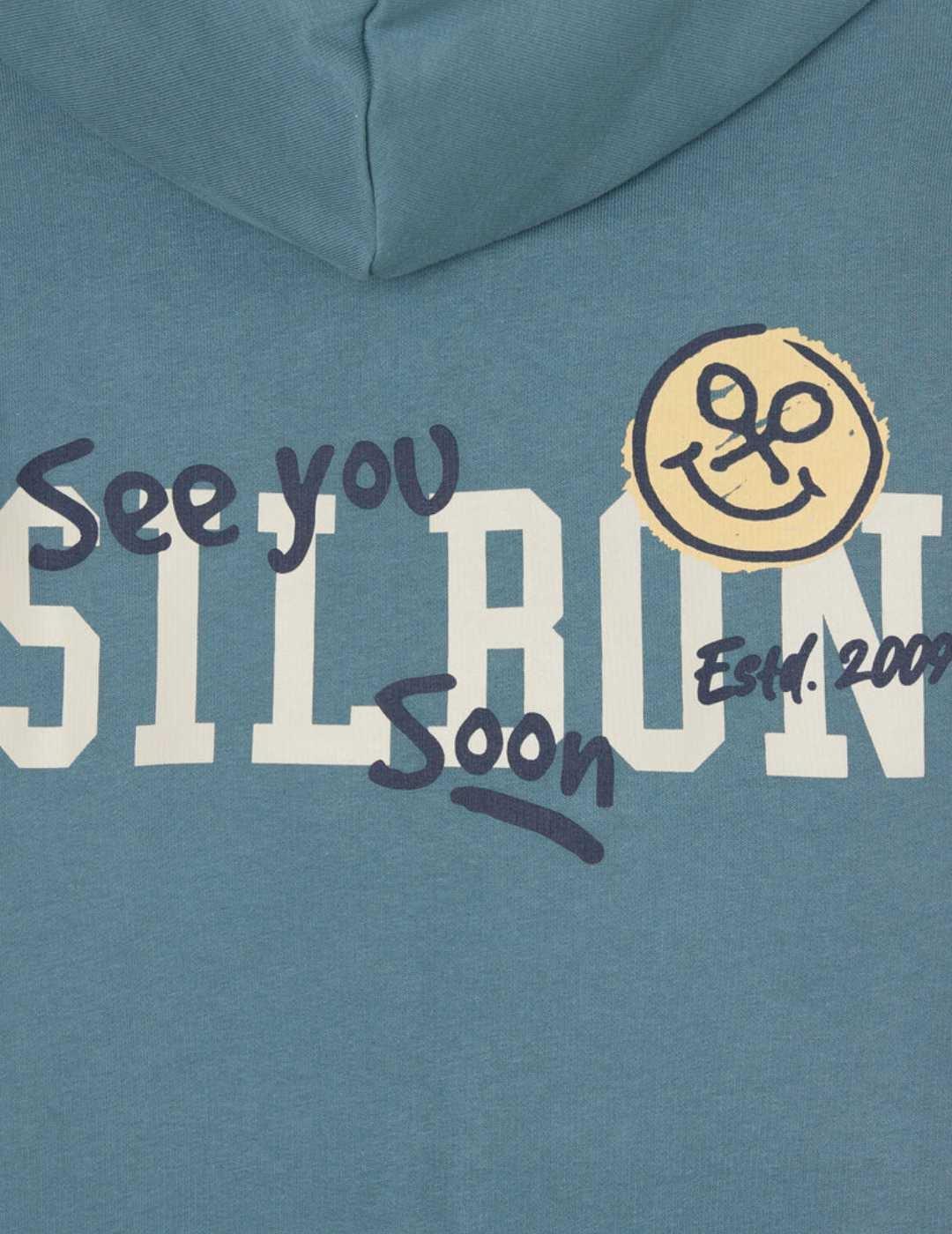 Sudadera Silbon hoodie smile petroleo cremallera de hombre