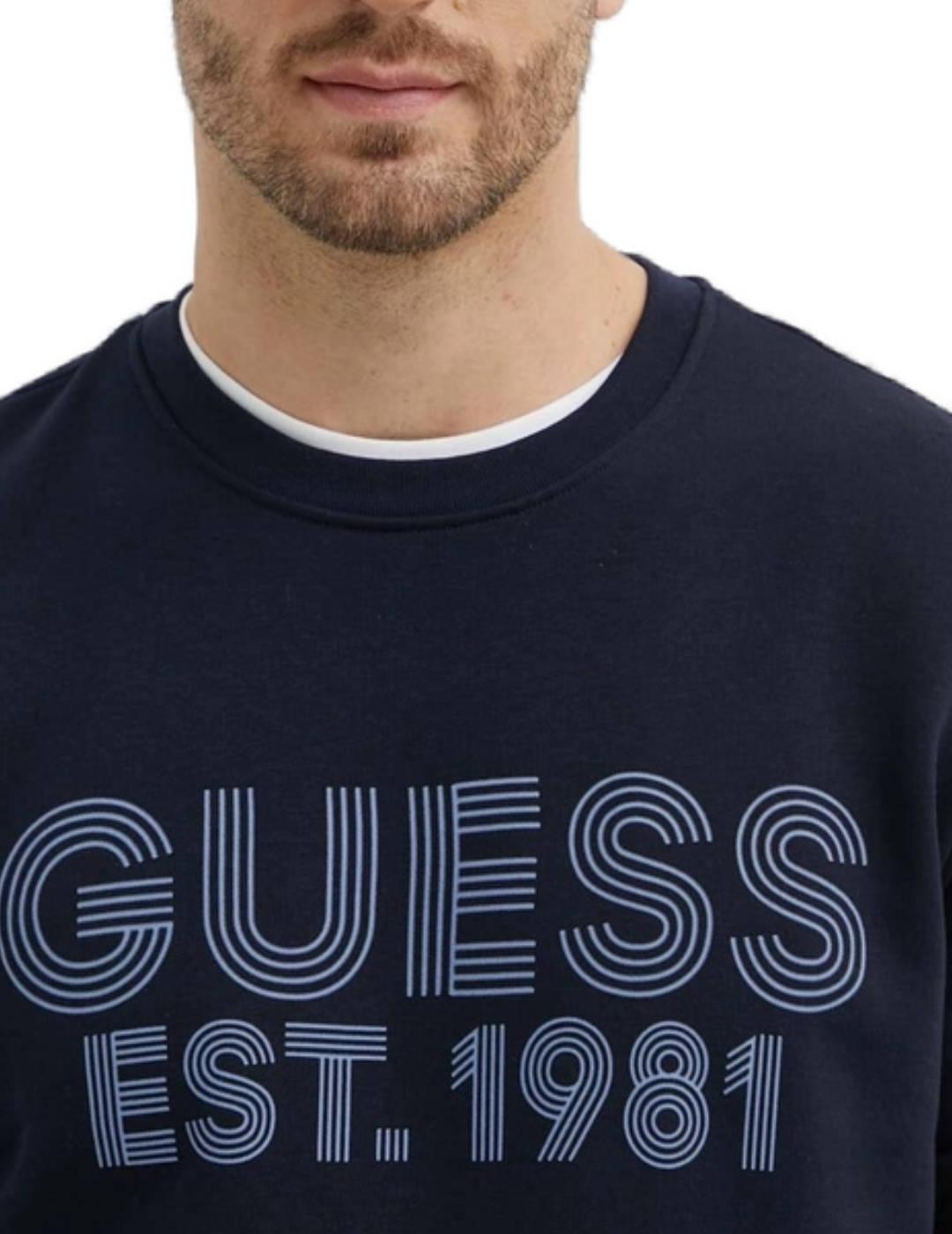 Sudadera Guess Beau azul marino sin capucha para hombre