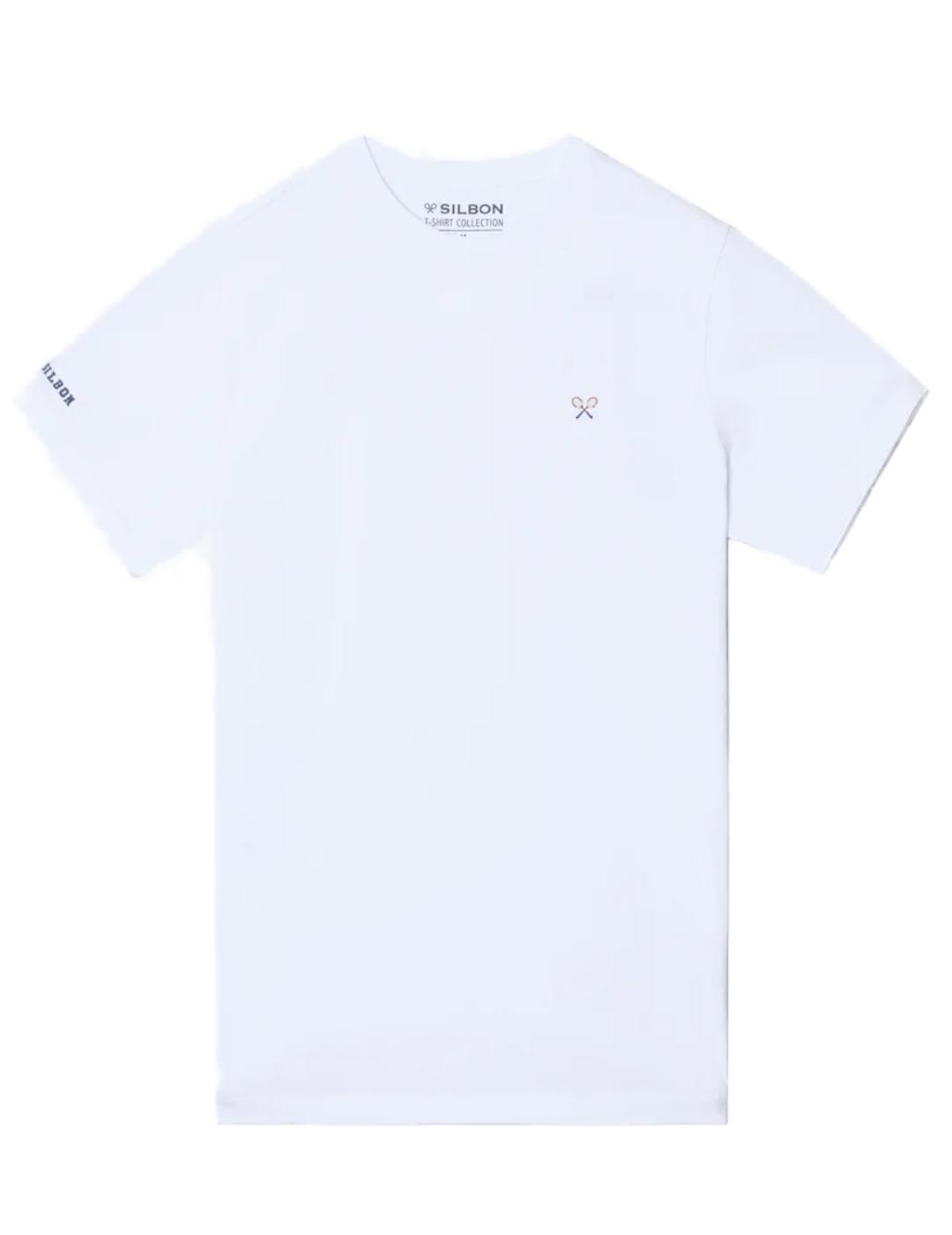 Camiseta Silbon raqueta retro sb blanca manga corta hombre