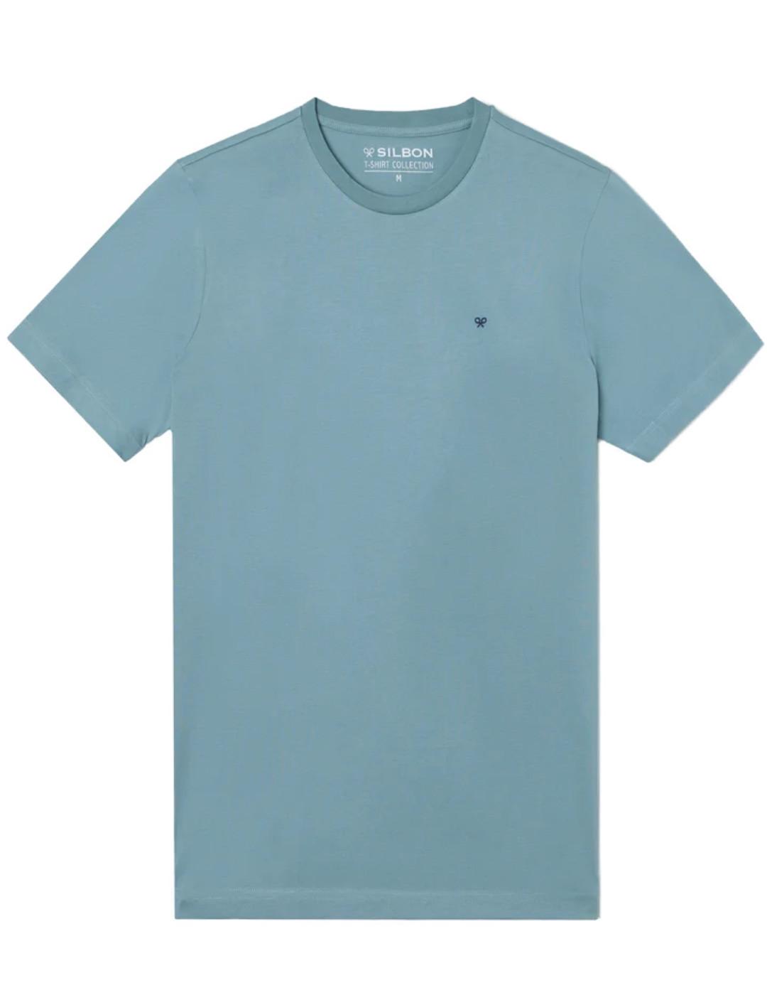 Camiseta Silbon minilogo verde agua manga corta para hombre