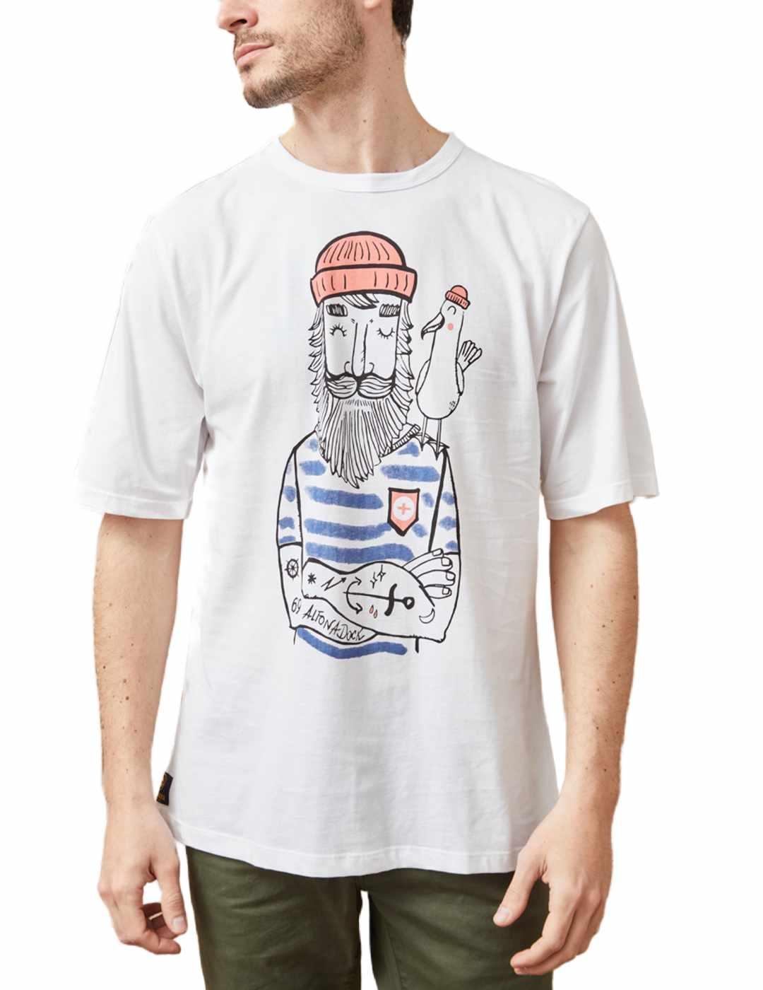 Camiseta Altonadock blanco pescador manga corta para hombre