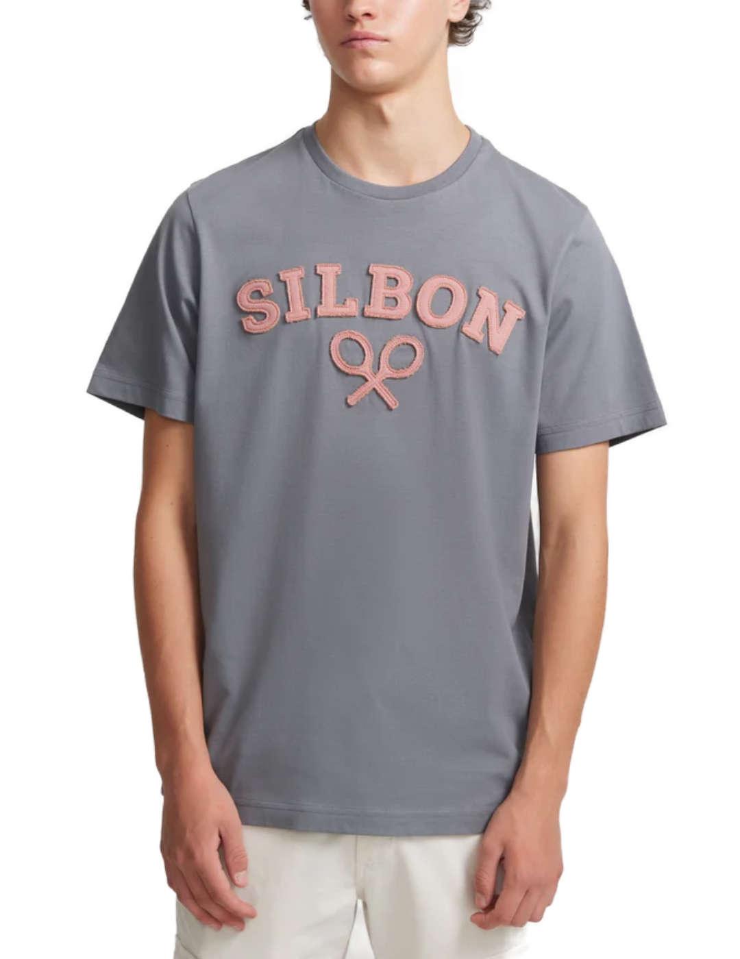 Camiseta Silbon logo raqueta media gris manga corta hombre