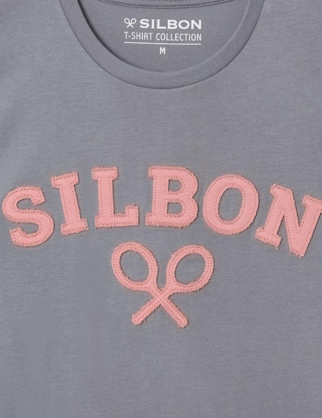 Camiseta Silbon logo raqueta media gris manga corta hombre