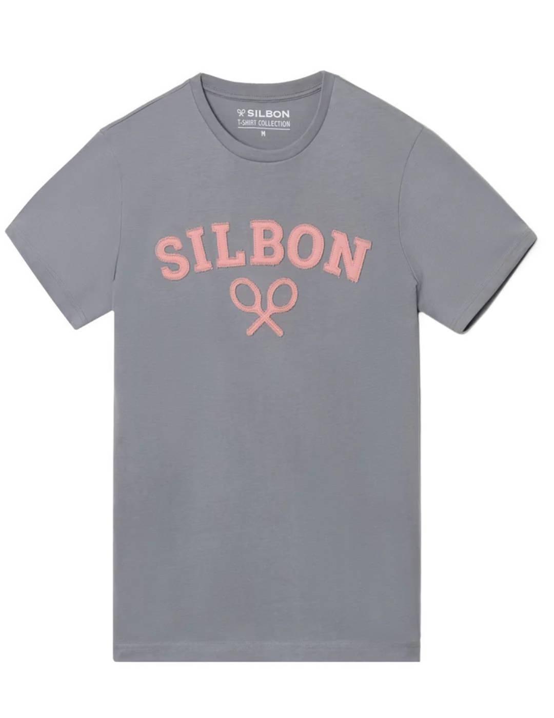 Camiseta Silbon logo raqueta media gris manga corta hombre