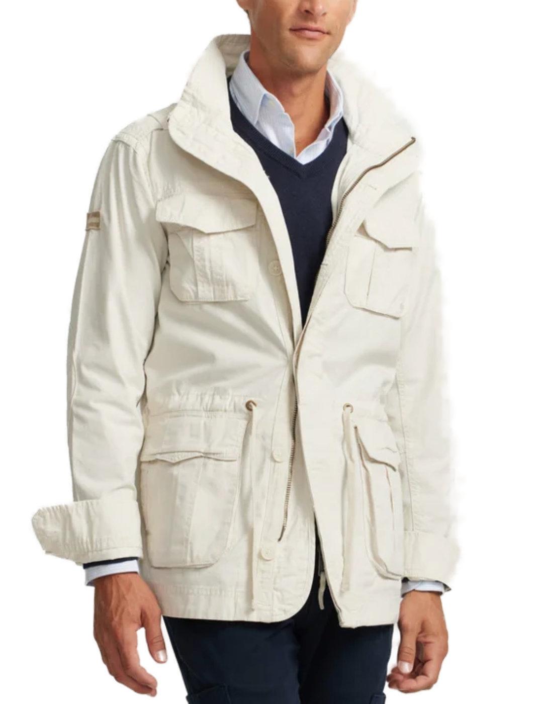 Chaqueta Silbon militar beige cierre cremallera para hombre