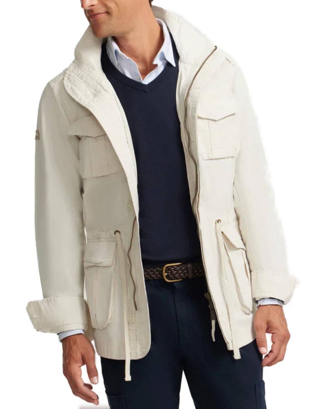 Chaqueta Silbon militar beige cierre cremallera para hombre