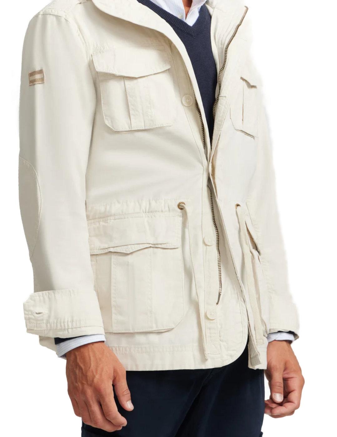 Chaqueta Silbon militar beige cierre cremallera para hombre