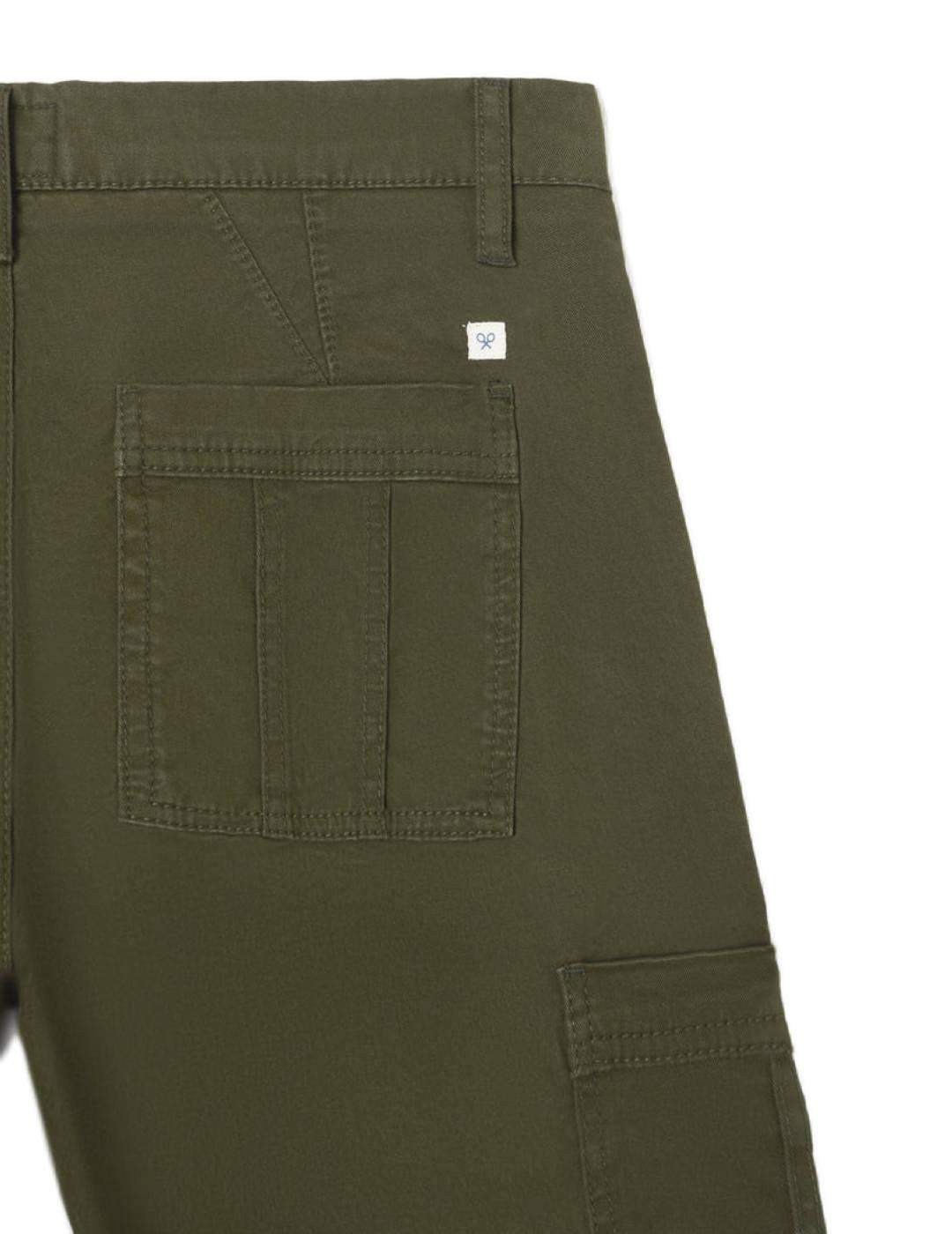 Pantalón Silbon sport cargo verde militar slim para hombre