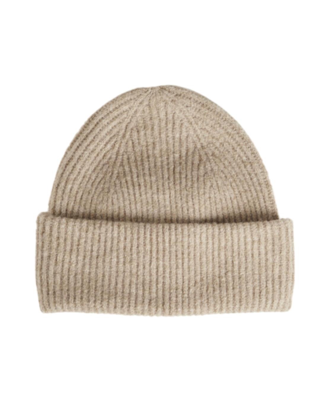 Gorro Vila Sanna beige jaspeado de lana para mujer