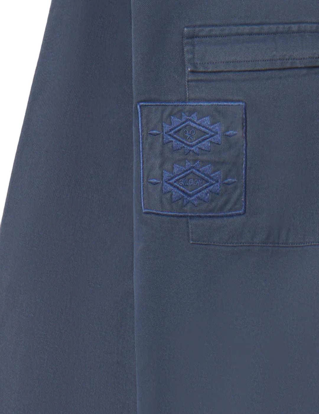 Sobrecamisa Silbon azul marino bordado étnico para hombre