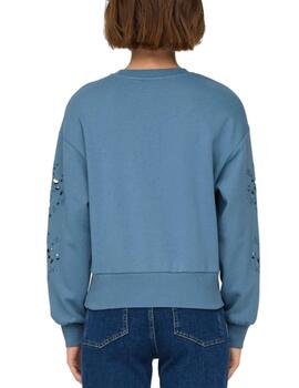 Sudadera Only Winnie azul troquelado sin capucha para mujer