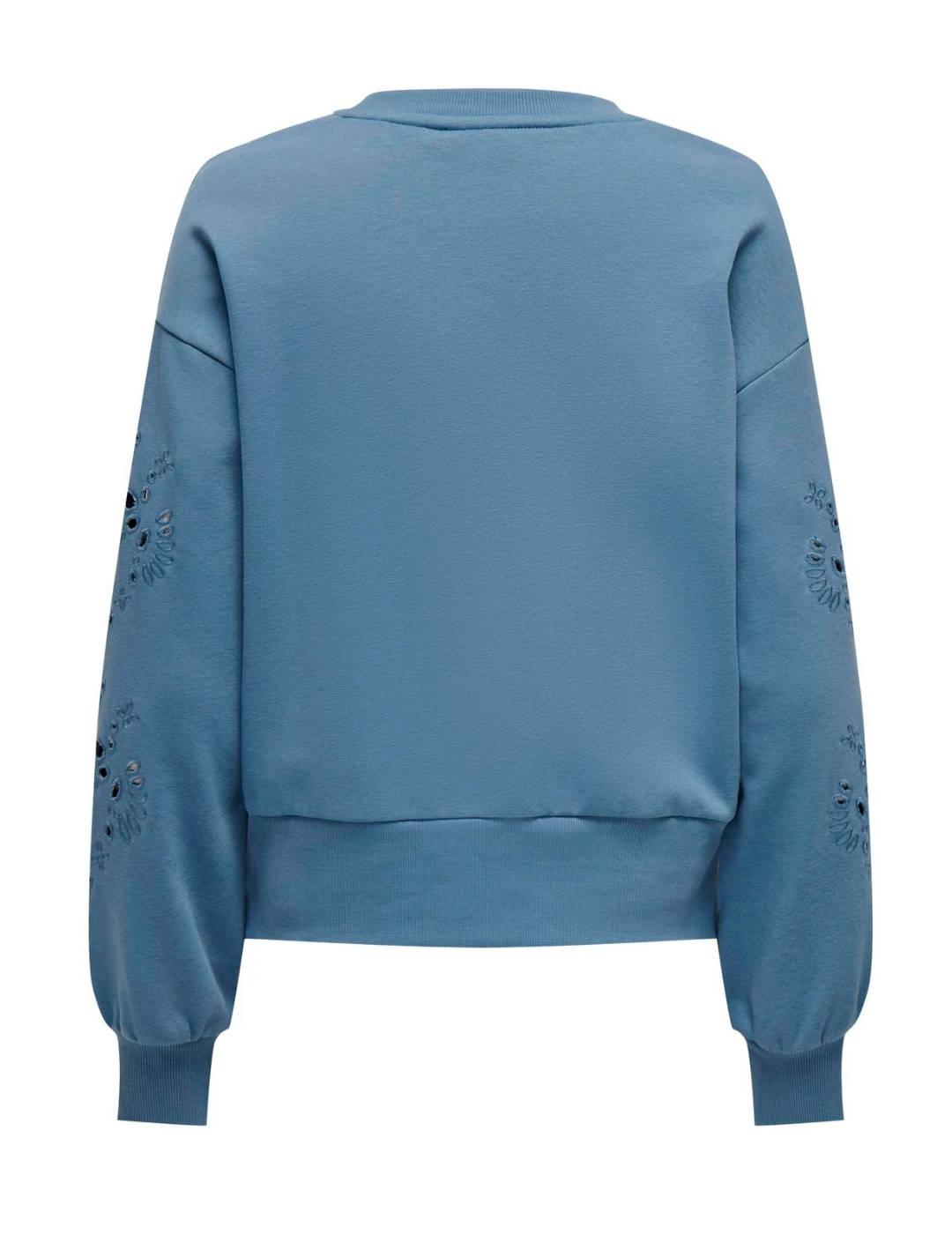 Sudadera Only Winnie azul troquelado sin capucha para mujer