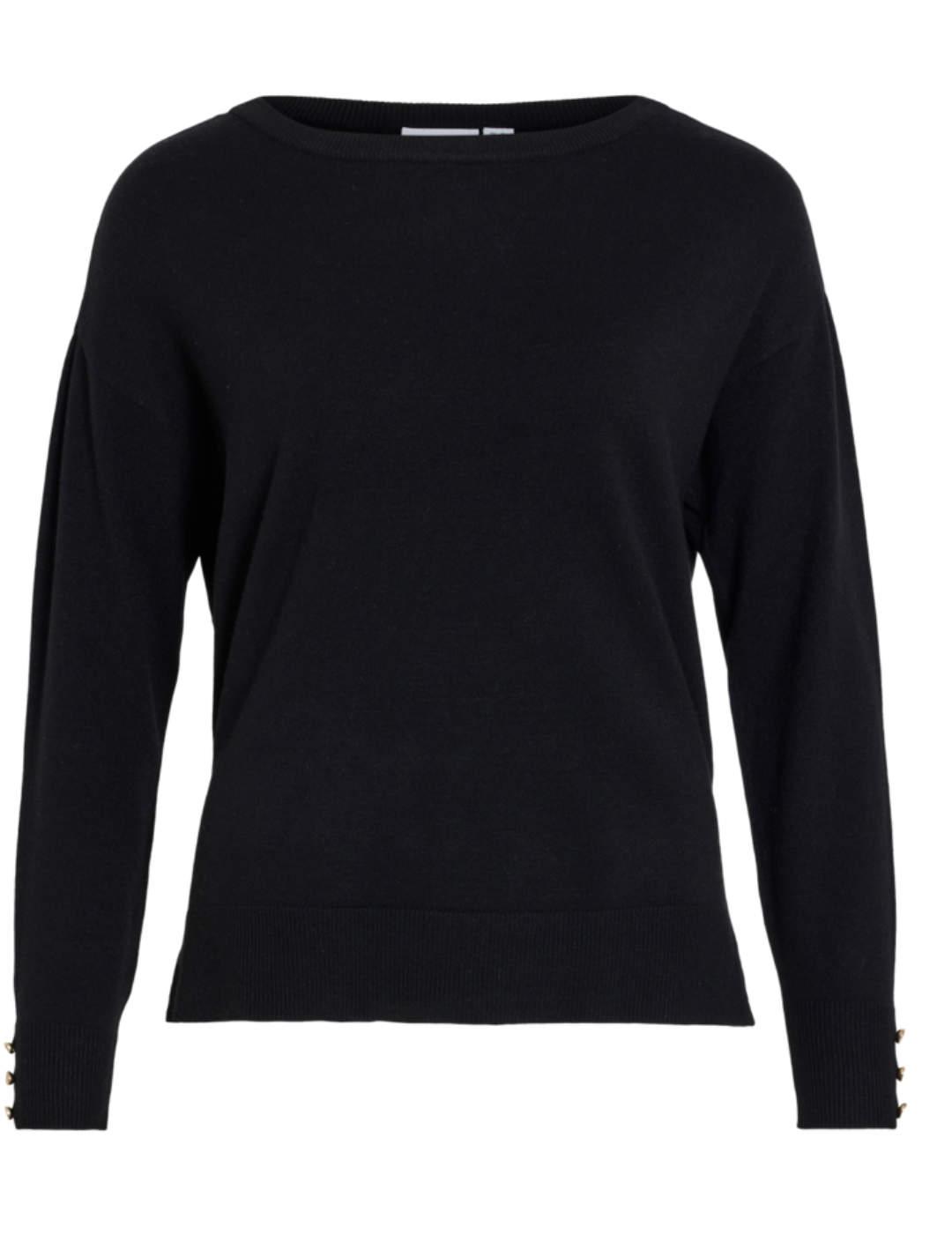 Jersey Vila Comfy negro de punto fino para mujer