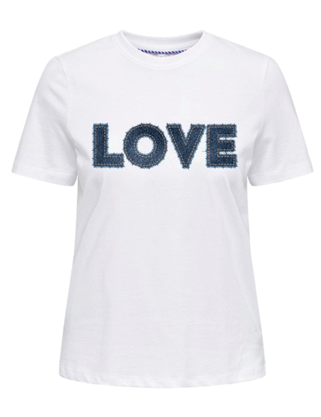 Camiseta Only Demi blanca love denim manga corta para mujer