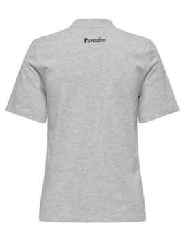 Camiseta Only Bella gris manga corta paradise para mujer