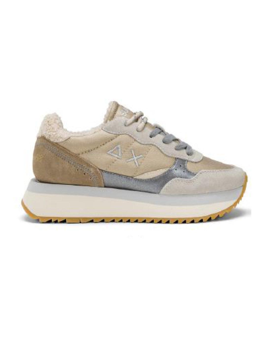 Zapatillas Sun68 Big Ally beige con plataforma para mujer