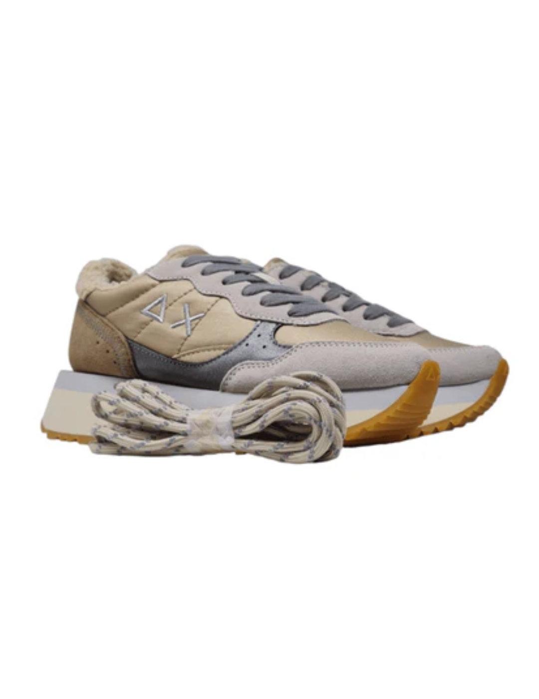 Zapatillas Sun68 Big Ally beige con plataforma para mujer