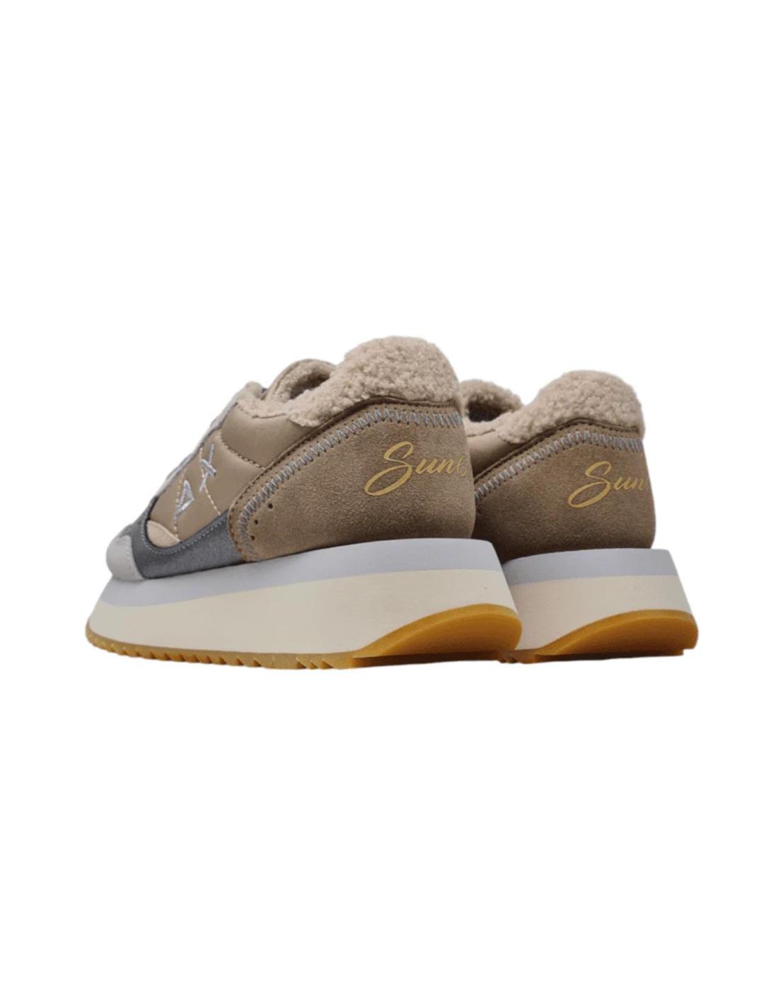 Zapatillas Sun68 Big Ally beige con plataforma para mujer