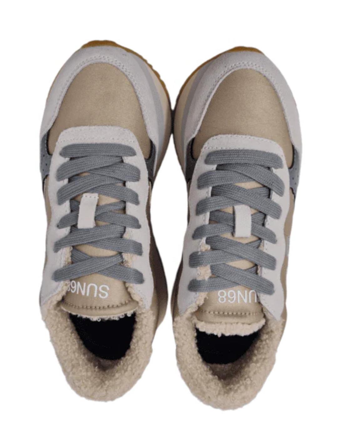 Zapatillas Sun68 Big Ally beige con plataforma para mujer