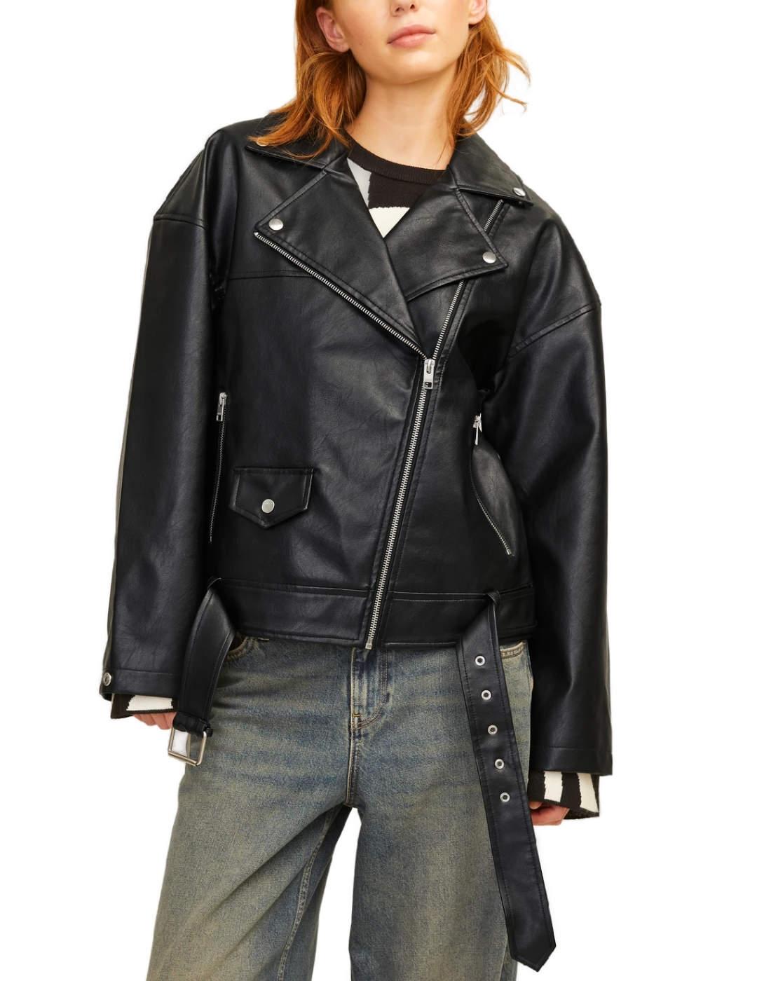 Chaqueta JJXX Frida biker negro de polipiel para mujer