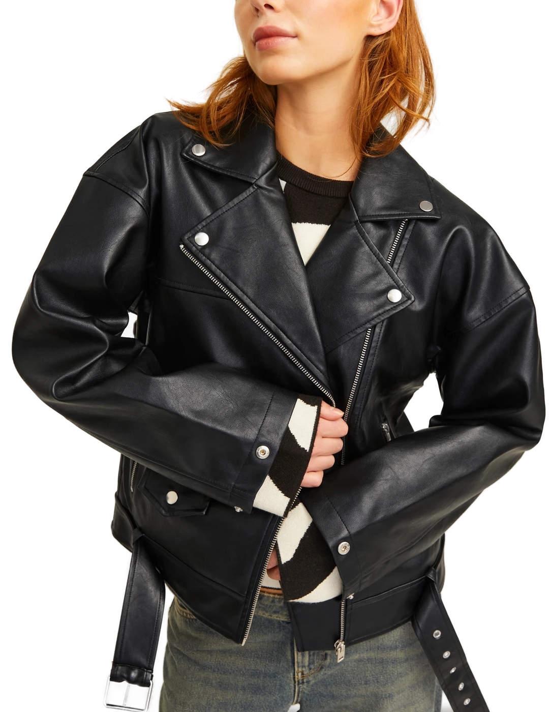 Chaqueta JJXX Frida biker negro de polipiel para mujer