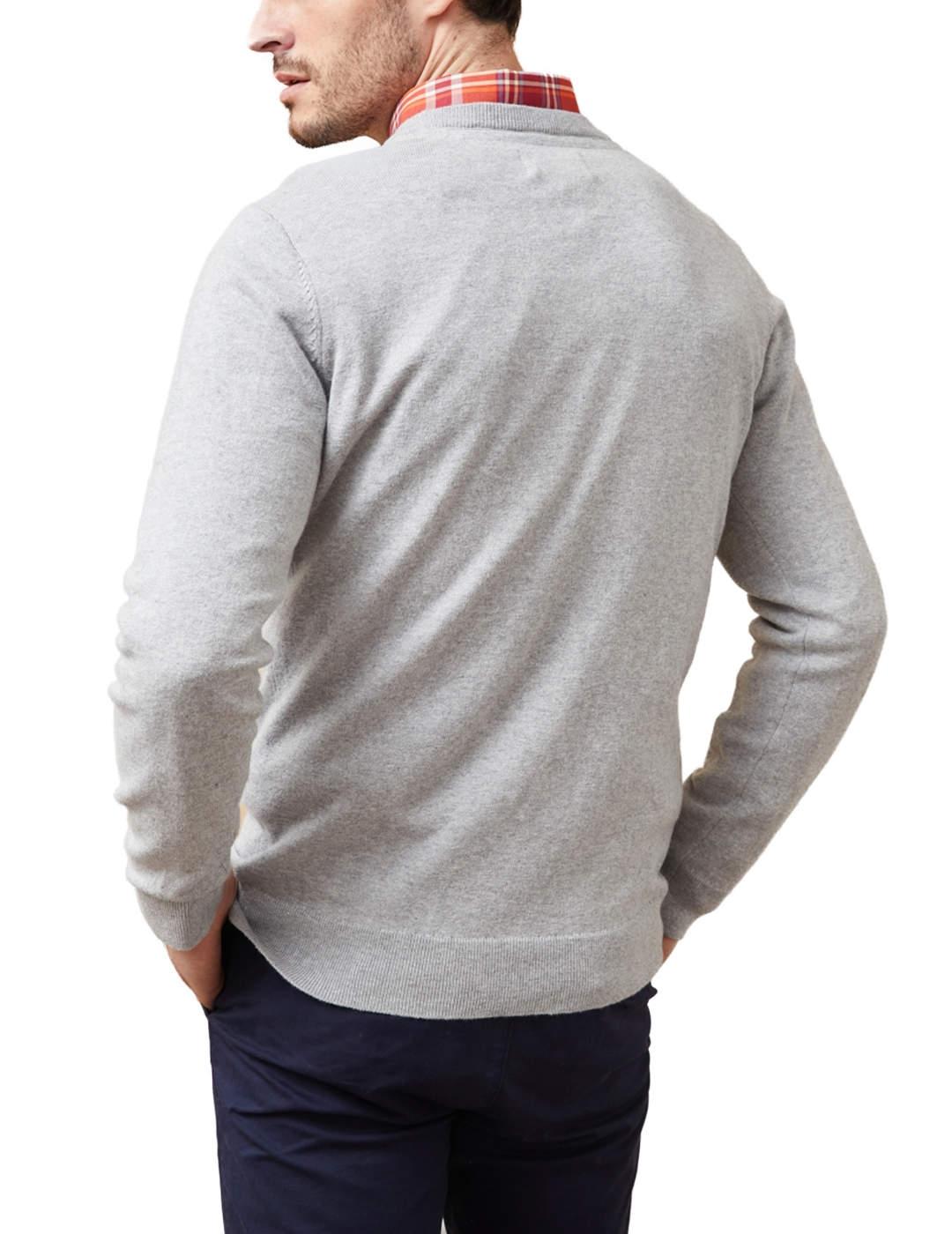 Jersey Altonadock gris fino de lana regular para hombre